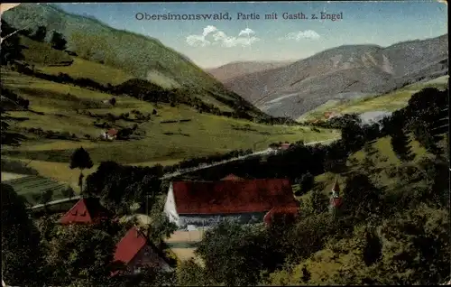 Ak Simonswald im Schwarzwald, Partie mit Gasthaus zum Engel