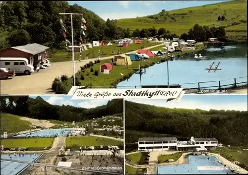 Ak Stadtkyll in der Eifel, Zentral Schwimmbad, Campingplatz