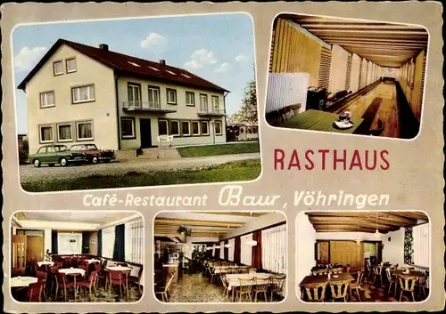 Ak Vöhringen bei Sulz am Neckar Württemberg, Rasthaus Baur mit Kegelbahn