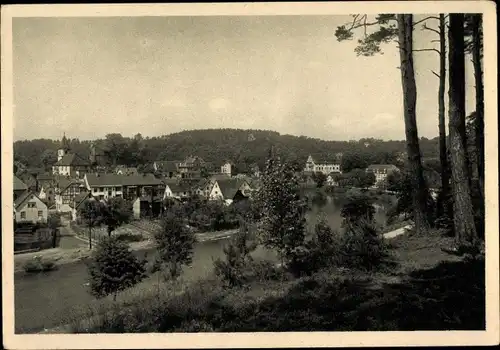 Ak Dillweißenstein Pforzheim im Schwarzwald, Ort, links Ruine Rabeneck und rechts hinten Hoheneck