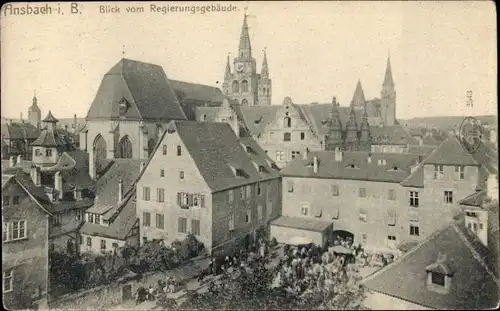 Ak Ansbach in Mittelfranken Bayern, Blick vom Regierungsgebäude