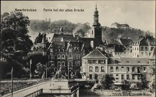Ak Saarbrücken Saarland, Partie bei der alten Brücke