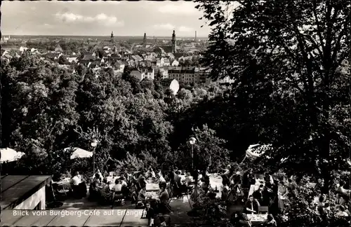 Ak Erlangen in Mittelfranken Bayern, Teilansicht, Blick vom Burgberg-Café