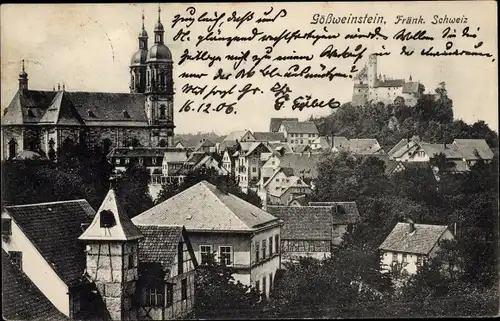 Ak Gößweinstein in Oberfranken, Ort, Kirche, Burg