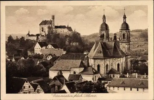 Ak Gößweinstein in Oberfranken, Kirche, Burg, Teilansicht