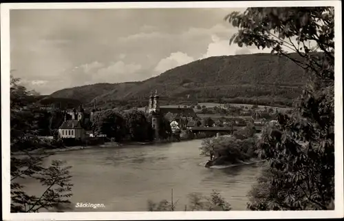 Ak Bad Säckingen am Hochrhein, Teilansicht mit Kirche, Brücke