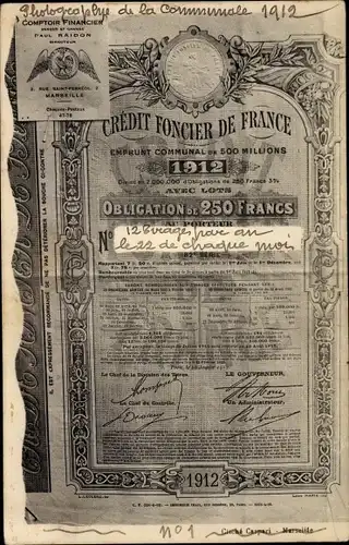 Ak Credit Foncier de France, Obligation de 250 Francs