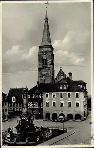 Ak Schwabach in Mittelfranken Bayern, Marktplatz, Rathaus, Markgrafen-Brunnen