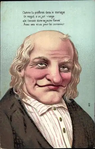 Ak Comme tu preferes dans le mariage, un magot a un joli visage, Mann, Karikatur