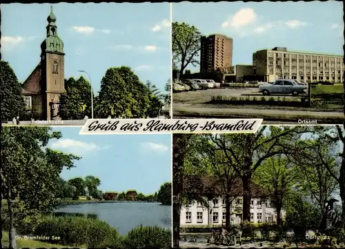 Ak Hamburg Wandsbek Bramfeld, Osterkirche, Ortsamt, Gr. Bramfelder See, Dorfplatz