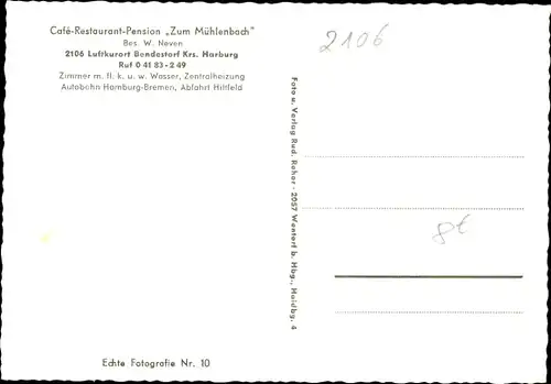 Ak Bendestorf am Kleckerwald in Niedersachsen, Café Restaurant "Zum Mühlenbach"