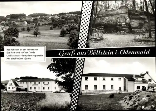 Ak Böllstein Brombachtal im Odenwald Hessen, Gaststätte Pension zur Höhenluft, Panorama vom Ort