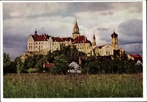 Ak Sigmaringen an der Donau Baden Württemberg, Schloss im Abendlicht