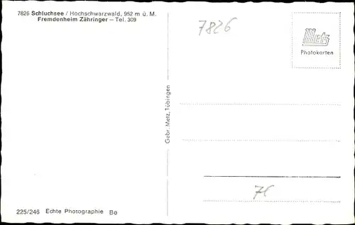 Ak Schluchsee im Schwarzwald, Fremdenheim Zähringer