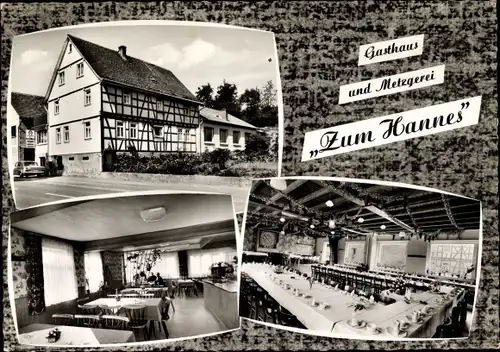 Ak Fürth im Odenwald Hessen, Gasthaus Zum Hannes, Straßenansicht, Inneres
