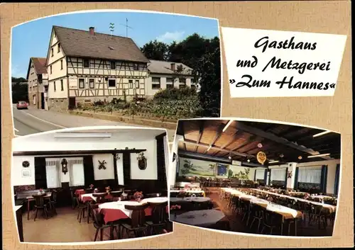 Ak Fürth im Odenwald Hessen, Gasthaus Zum Hannes, Straßenansicht, Inneres