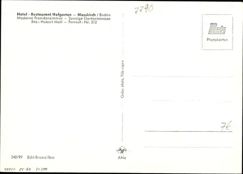 Ak Rohrdorf Meßkirch in Oberschwaben, Hotel Restaurant Hofgarten, Innenansichten