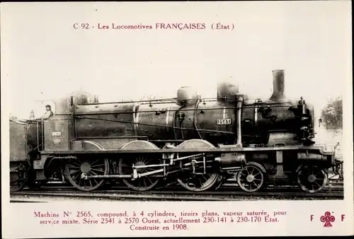 Ak Les Locomotives Francaises, Etat, Machine No. 2565 compound