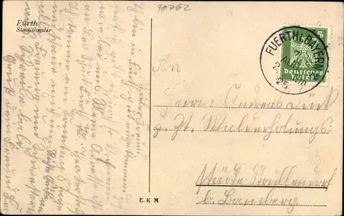 Ak Fürth in Mittelfranken Bayern, Stadttheater