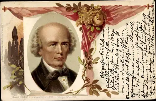 Litho Dichter Ludwig Uhland, Portrait