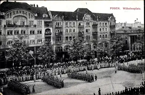 Ak Poznań Posen, Wilhelmsplatz, Parade