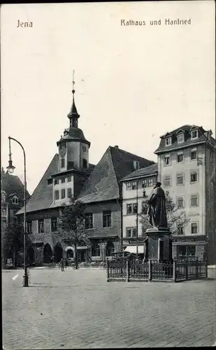 Ak Jena in Thüringen, Rathaus und Hanfried, Denkmal