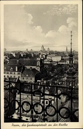Ak Poznań Posen, Blick vom Rathausturm