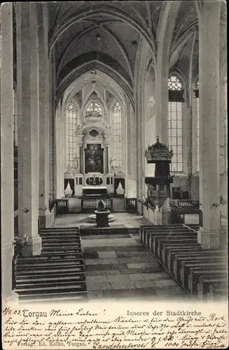 Ak Torgau an der Elbe, Stadtkirche, Innenansicht