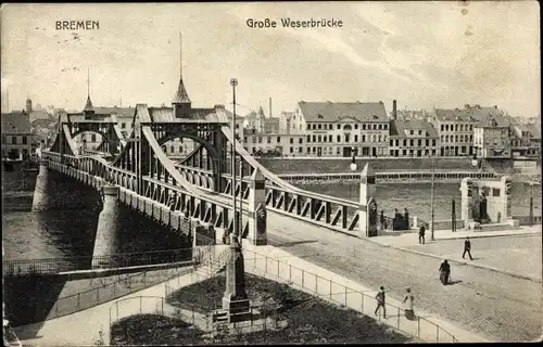 Ak Hansestadt Bremen, Große Weserbrücke