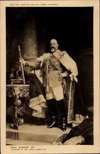 Ak King Edward VII., König Eduard VII. in vollem Ornat
