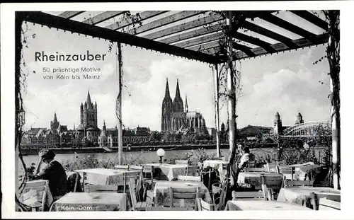 Ak Köln am Rhein, Dom von der Terrasse aus gesehen