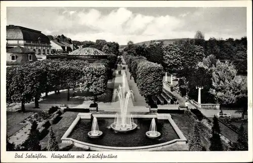 Ak Bad Salzuflen in Lippe, Hauptallee mit Leuchtfontäne