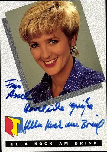 Ak Fernsehmoderatorin Ulla Kock am Brink, Portrait, Autogramm