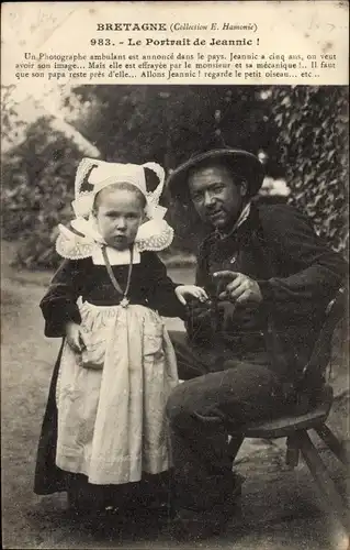 Ak Bretagne, Le Portrait de Jeannie, Mädchen in Tracht, Un Photographe ambulant