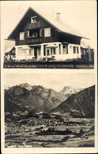 Foto Ak Oberstdorf im Oberallgäu, Haus Rheinland, Totalansicht der Ortschaft