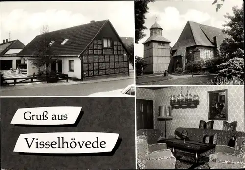 Ak Visselhövede in Niedersachsen, Pension Editha Riedel, Lindenstr. 6, Innenansicht