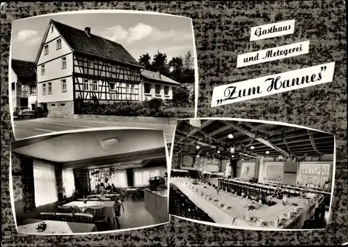 Ak Fürth im Odenwald Hessen, Gasthaus Zum Hannes, Straßenansicht, Inneres
