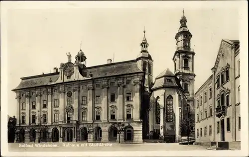 Ak Bad Windsheim in Mittelfranken, Rathaus, Stadtkirche