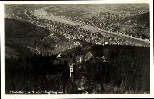 Ak Heidelberg am Neckar, Fliegeraufnahme vom Ort, Schloss