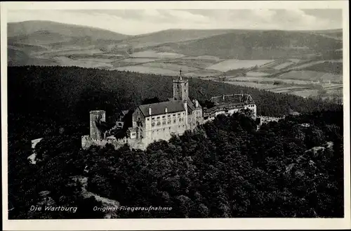 Ak Wartburg Eisennach, Fliegeraufnahme der Wartburg