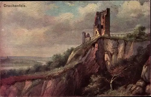 Künstler Ak Königswinter am Rhein, Drachenfels, Ruine