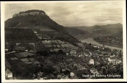 Ak Königstein an der Elbe Sächsische Schweiz, Stadt und Festung