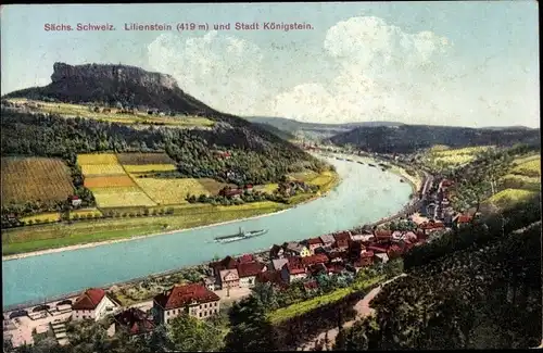 Ak Königstein a.d. Elbe Sächsische Schweiz, Stadt u. Festung