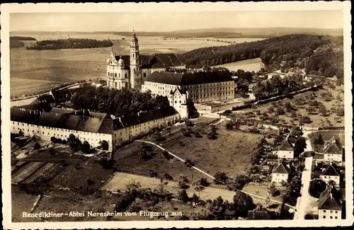 Ak Neresheim Baden Württemberg, Benediktiner Abtei, Fliegeraufnahme