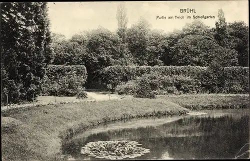 Ak Brühl in Westfalen, Teichpartie im Schlossgarten