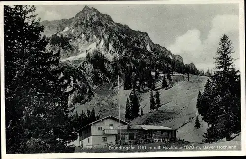 Ak Bergen im Chiemgau in Oberbayern, Bründlingalm mit Hochfelln