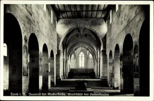 Ak Lorch im Rheingau Hessen, Inneres d. Klosterkirche, Grabstätte der Hohenstaufen