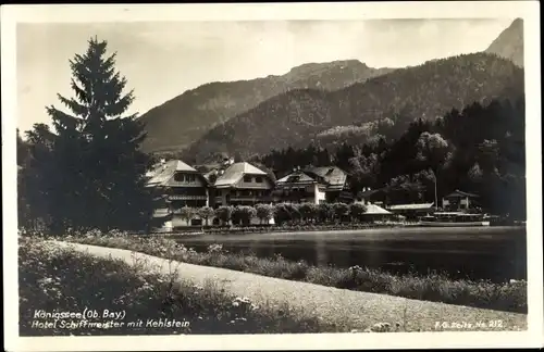 Ak Schönau am Königssee Oberbayern, Hotel Schiffmeister mit Kehlstein