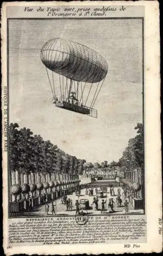 Ak Saint Cloud Hauts de Seine, Zeppelin über der Orangerie