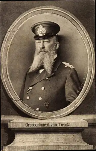 Passepartout Ak Großadmiral Alfred von Tirpitz, Nachfolger Hollmanns, Portrait